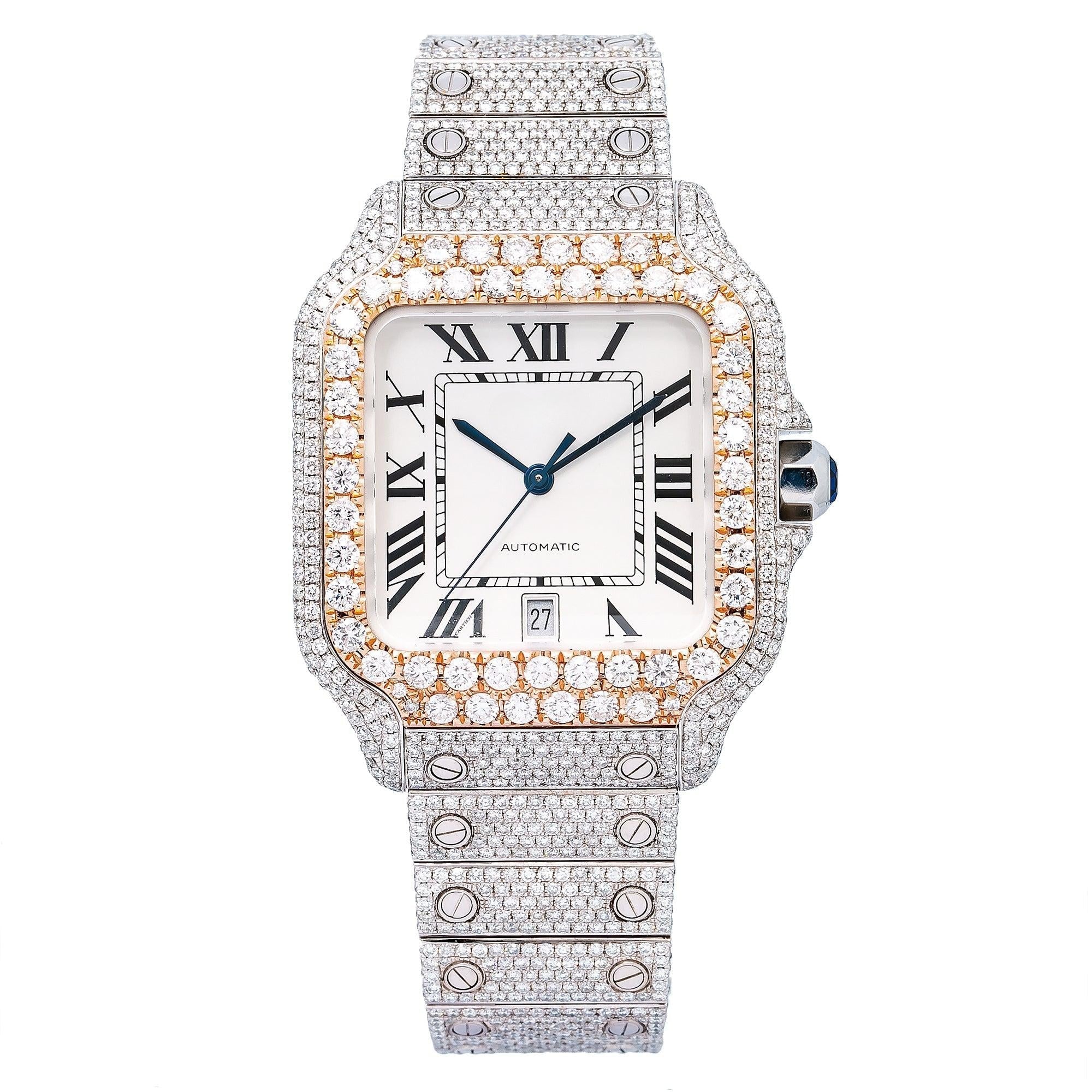Frosted Flame Watch 40MM White Dial With 17.96 CT Diamonds