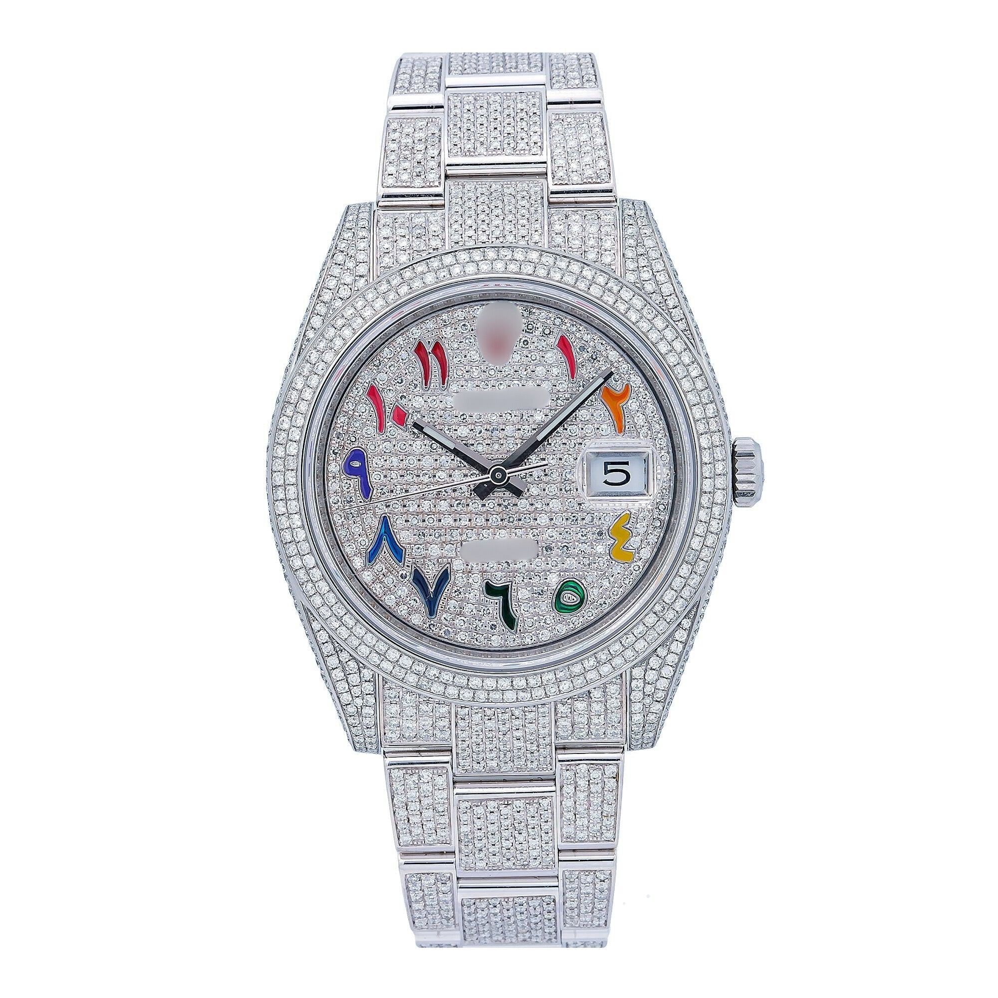 All-Steel Moissanite Bling Watch 41MM Silver Diamond Dial With Stainless Steel Bracelet