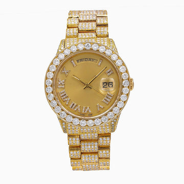 Shine Era Moissanite Watch 36mm Champagne Dial With 18.83 CT Diamonds
