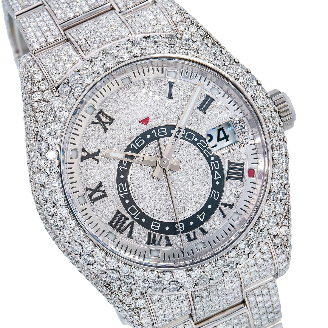 Moissanite FlashDial Watch 42MM Silver Diamond Dial With Stainless Steel Oyster Bracelet