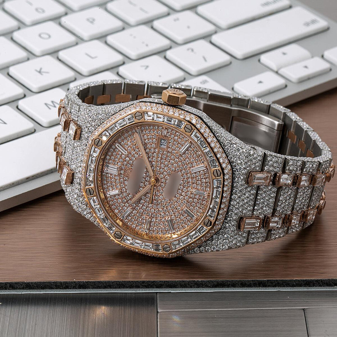 Diamond Aura Watch 41MM Rose Gold Diamond Dial With 32.75 CT Diamonds