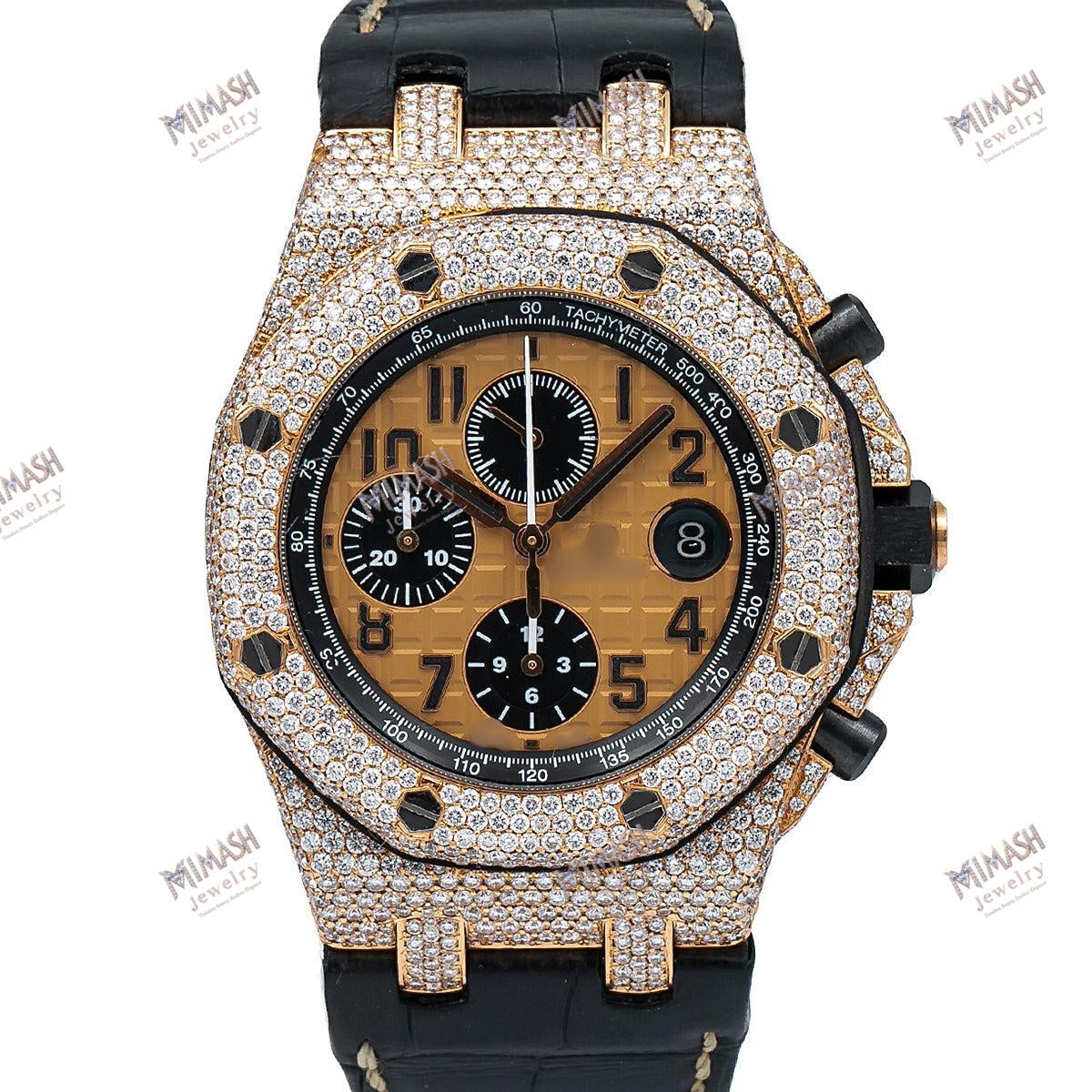 All-Weather Moissanite Watch 44MM Brown Dial With 8.75 CT Diamonds