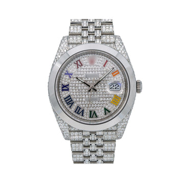 Luminous Ice Watch  41MM Silver Diamond Dial With Diamond Stainless Steel Jubilee Bracelet
