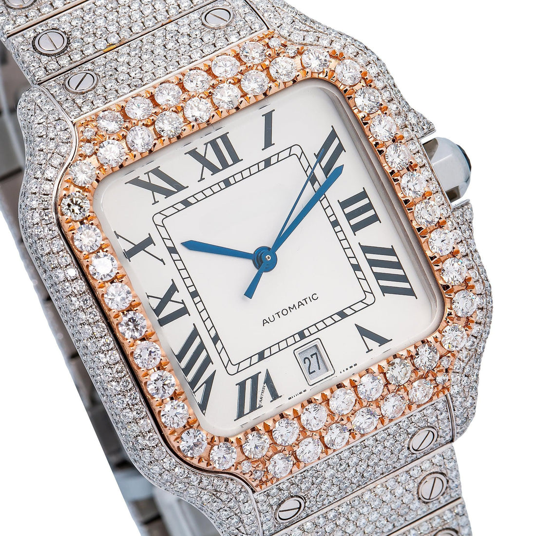 Frosted Flame Watch 40MM White Dial With 17.96 CT Diamonds