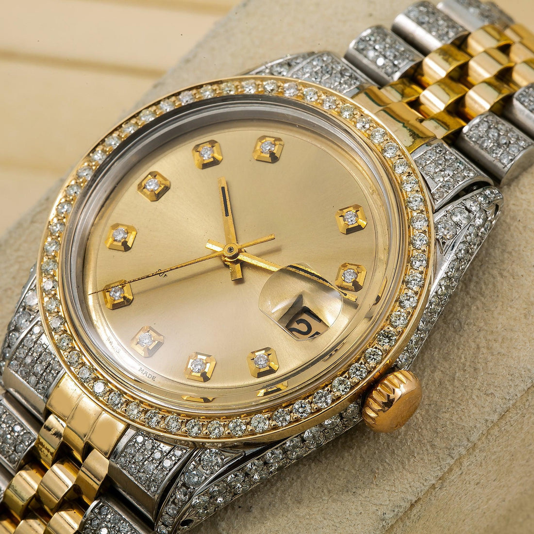 Flashstone Watch 36mm Champagne Diamond Dial With Two Tone Bracelet
