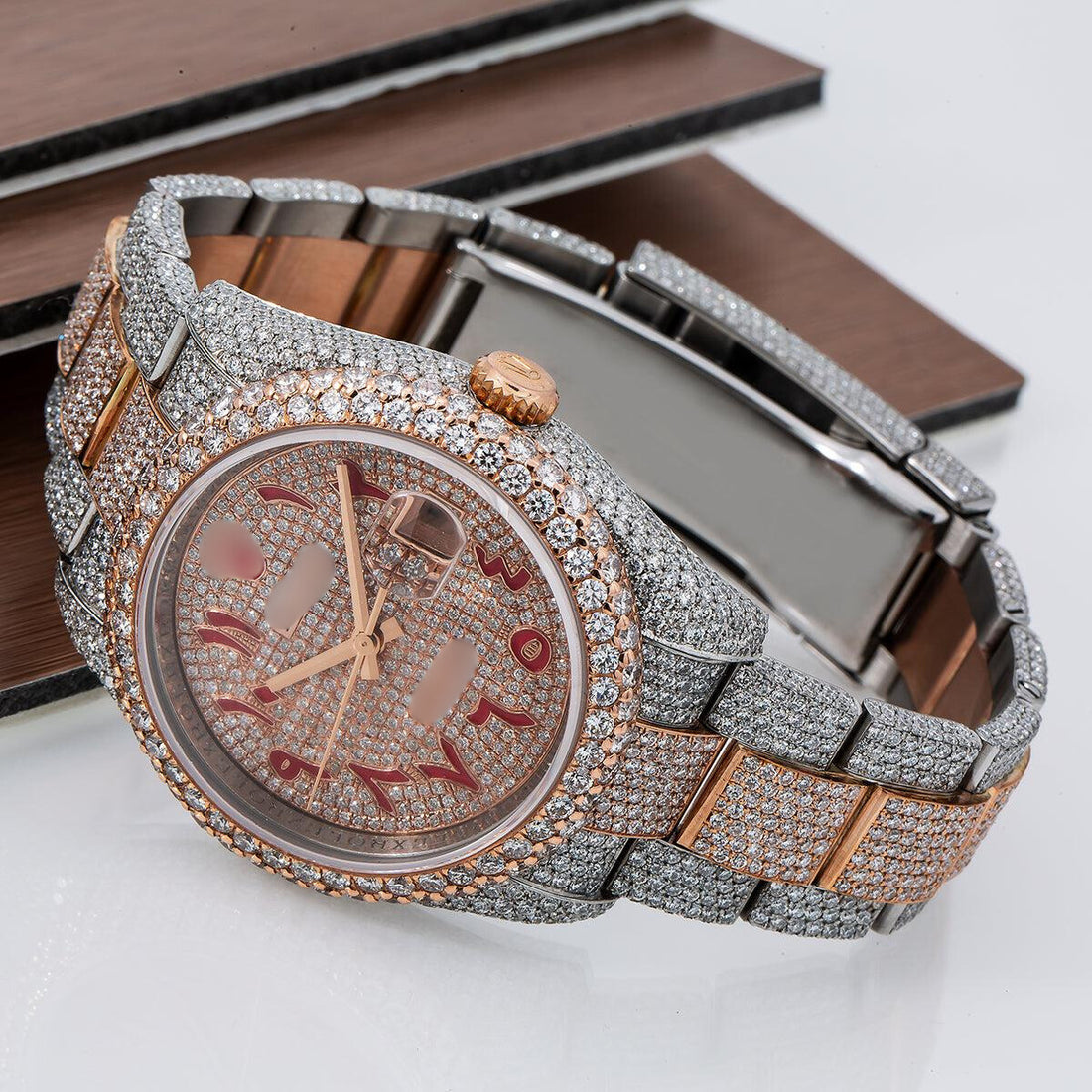 Frosted Emperor Watch  36mm Champagne Diamond Dial With 21.75 CT Diamonds