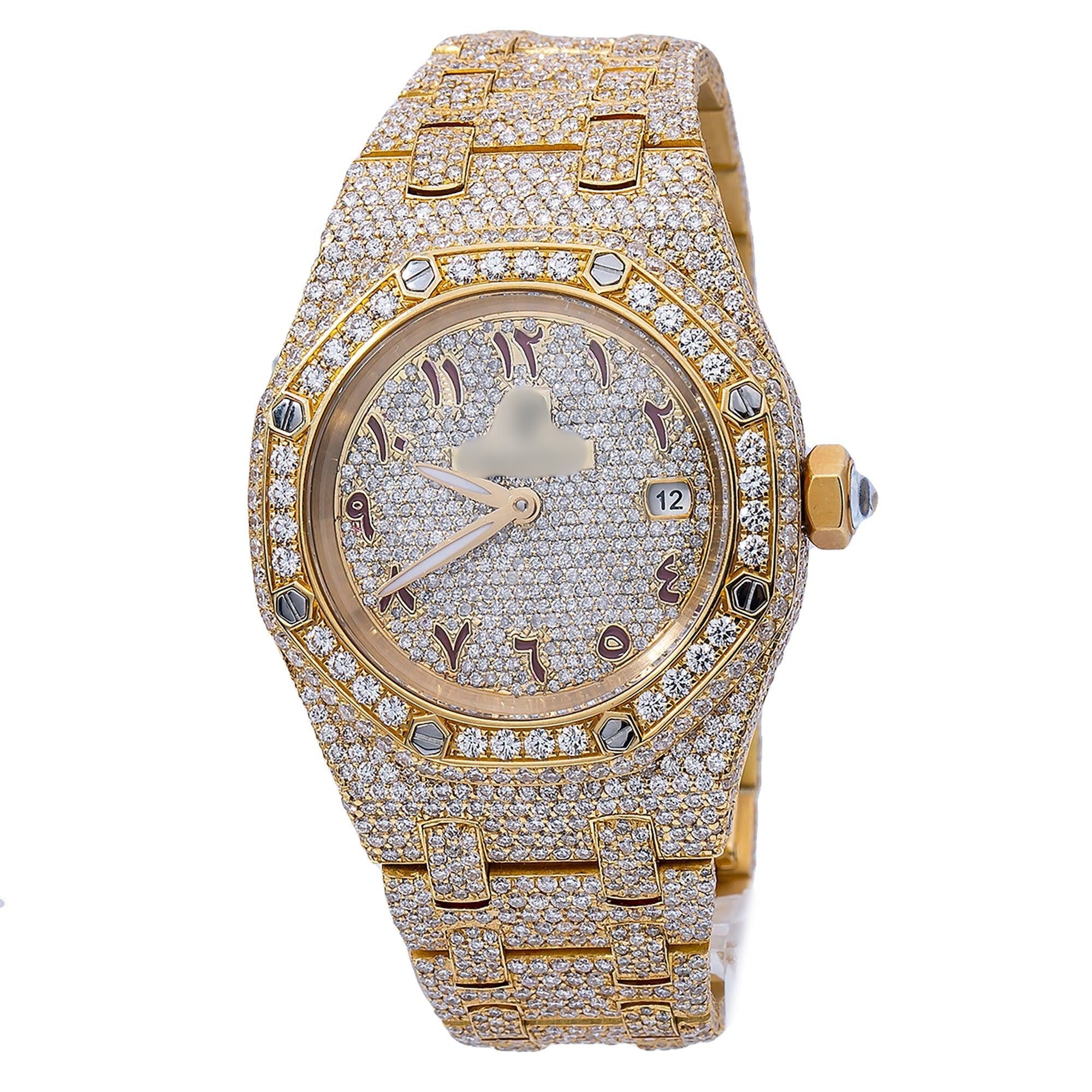 Premium Moissanite Bling Watch 27MM Champagne Diamond Dial With 17.95 CT Diamonds