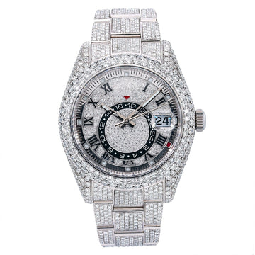 Moissanite FlashDial Watch 42MM Silver Diamond Dial With Stainless Steel Oyster Bracelet