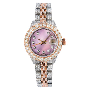 Shimmering Moissanite Watch 26MM Pink Diamond Dial With 7.25 CT Diamonds