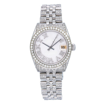 Custom Moissanite Diamond Watch 31MM White Diamond Dial With Stainless Steel Bracelet