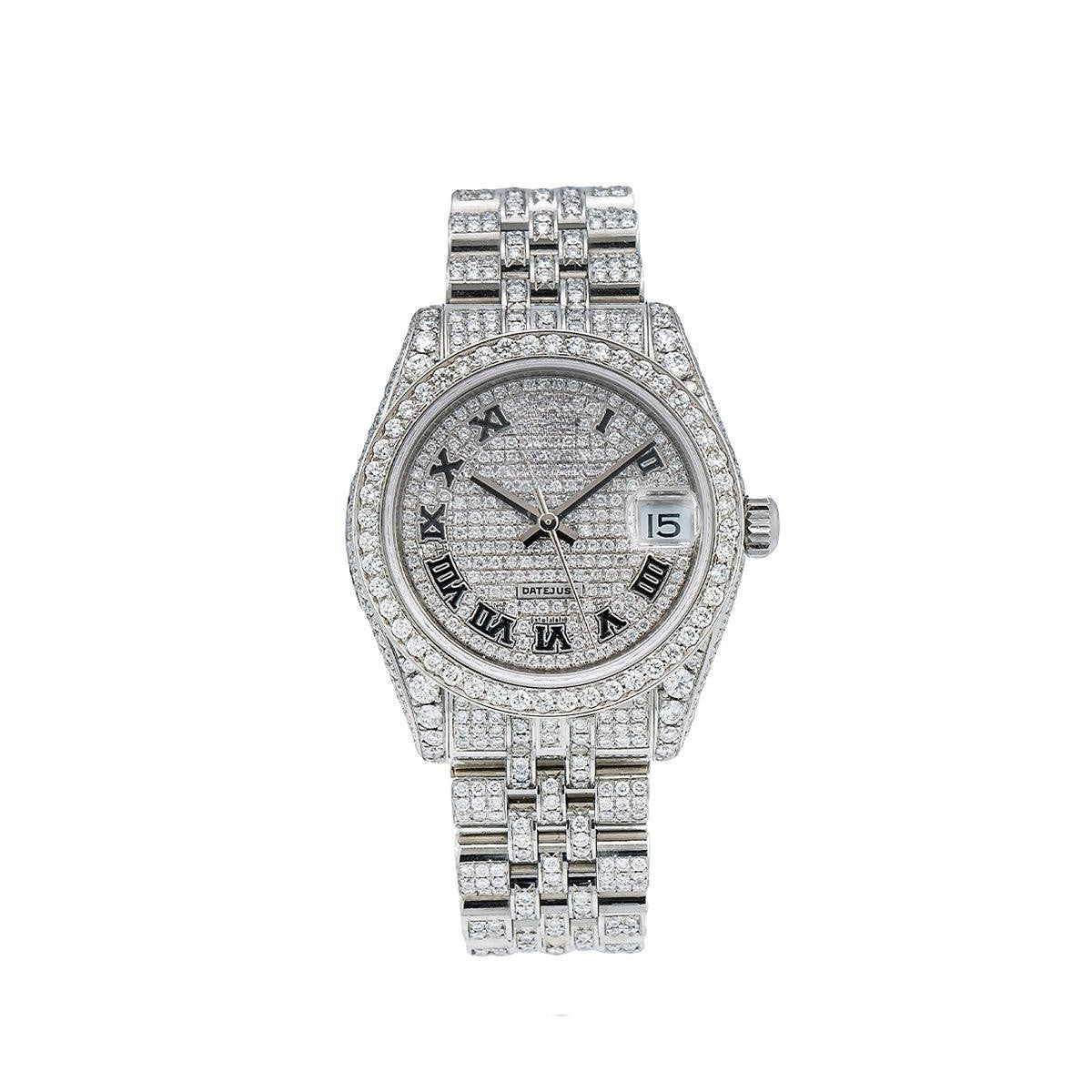 Luxe Force Watch 31mm White Diamond Dial With Stainless Steel Jubilee