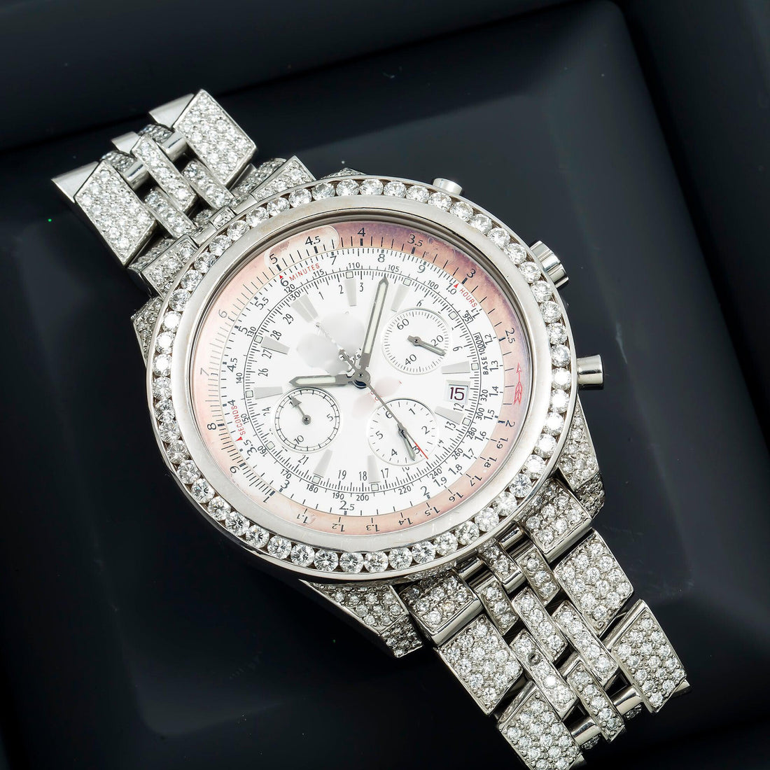 Iced Out Moissanite Fashion Watch 49MM White Dial With Diamond Bezel And Bracelet 8.00 CT
