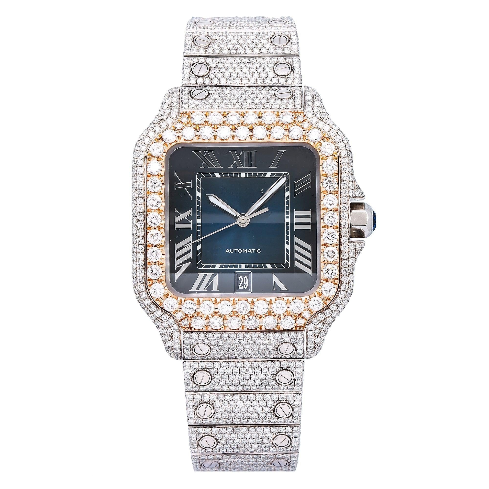 Firestone Moissanite Watch 40MM Blue Dial With 17.95 CT Diamonds