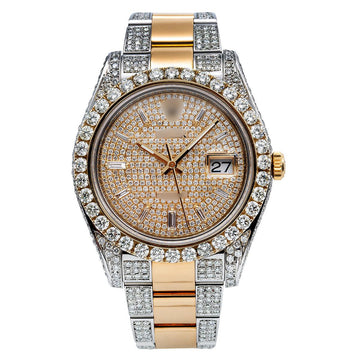 Fashion Flex Moissanite Watch 41mm Champagne Dial With 12.5CT Diamonds