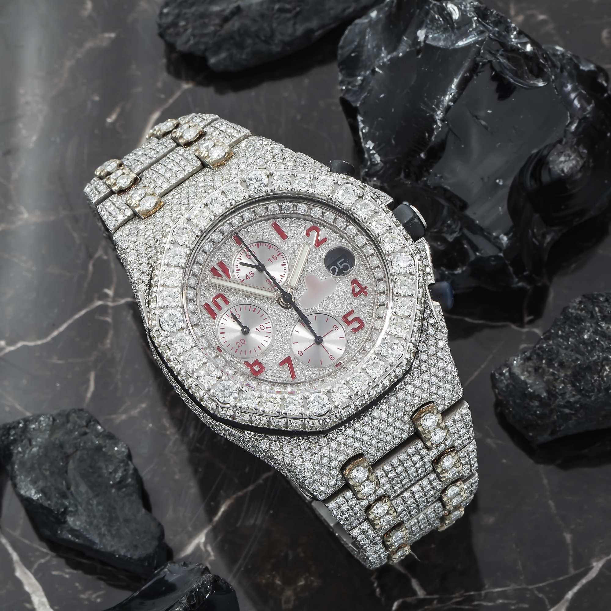 Eye-Catching Moissanite Watch 42MM Diamond Dial And Bezel With 25.90 CT Diamonds