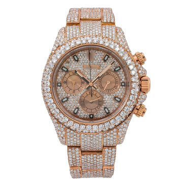 Adjustable Moissanite Watch 40MM Rose Gold Diamond Dial With Rose Gold Bracelet