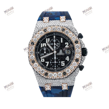 Modern Moissanite Watch 42MM Black Dial With 15.75 CT Diamonds