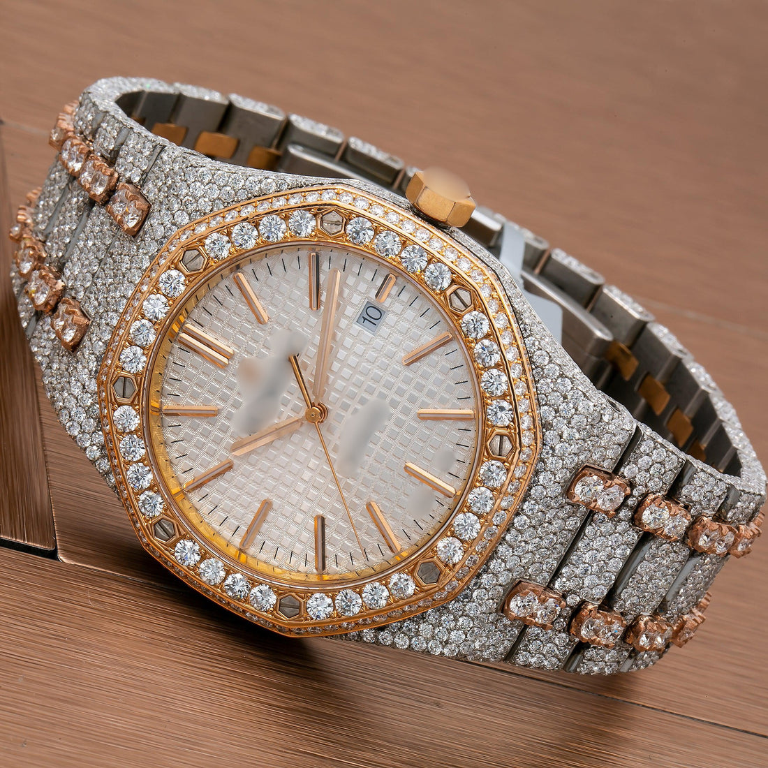 Stylish Moissanite Diamond Watch 41MM White Dial With 29.75 CT Diamonds