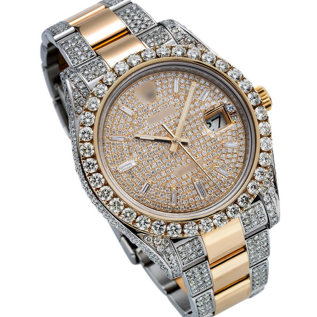 Fashion Flex Moissanite Watch 41mm Champagne Dial With 12.5CT Diamonds