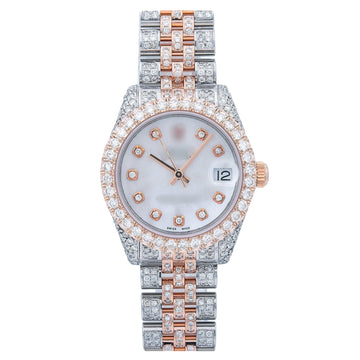 Moissanite Luxury Watch  31MM White Diamond Dial With 11.25 CT Diamonds