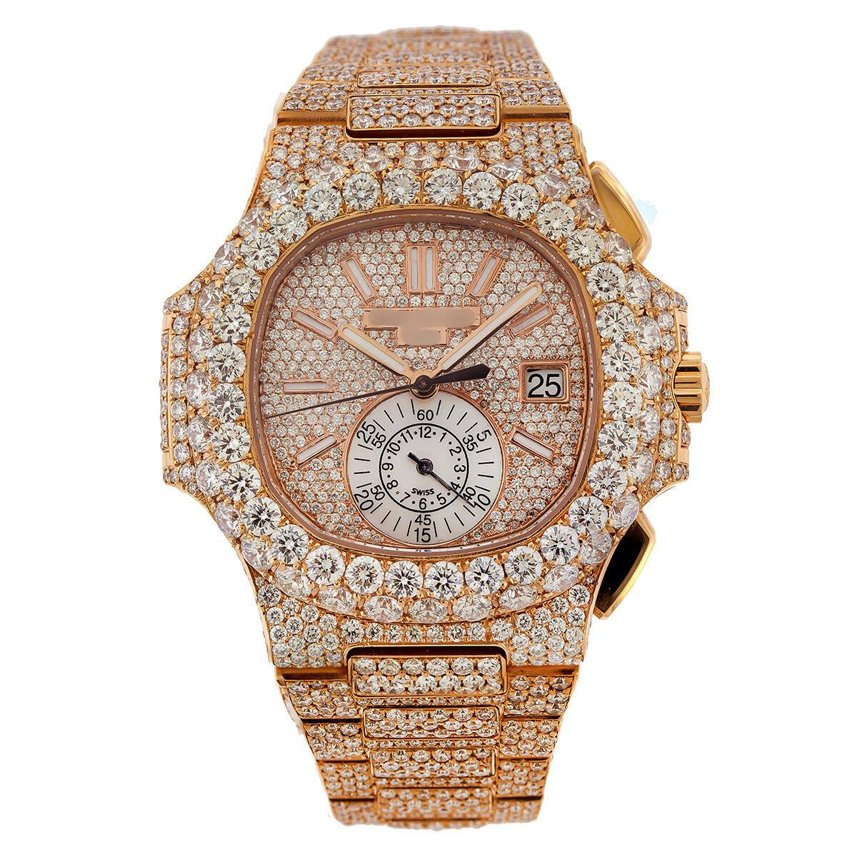 Dapper Style Moissanite Watch 40.5mm Champagne Dial Diamond Watch