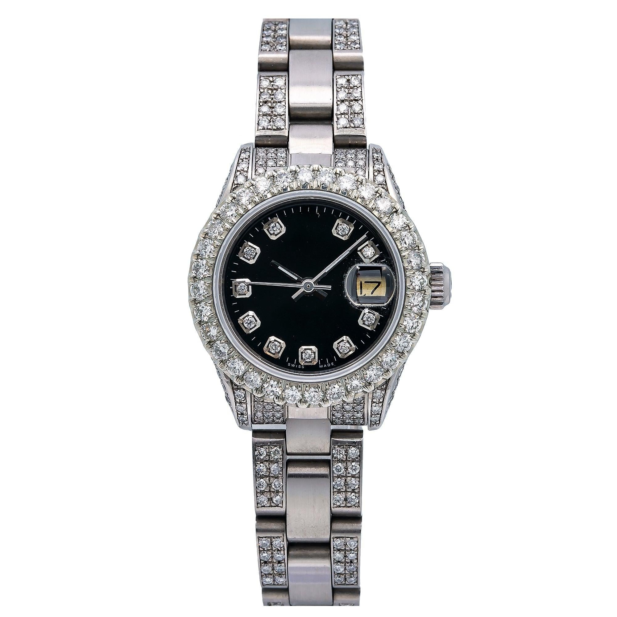 The Moissanite Spectra Watch 26MM Black Diamond Dial With 4.25 CT Diamonds