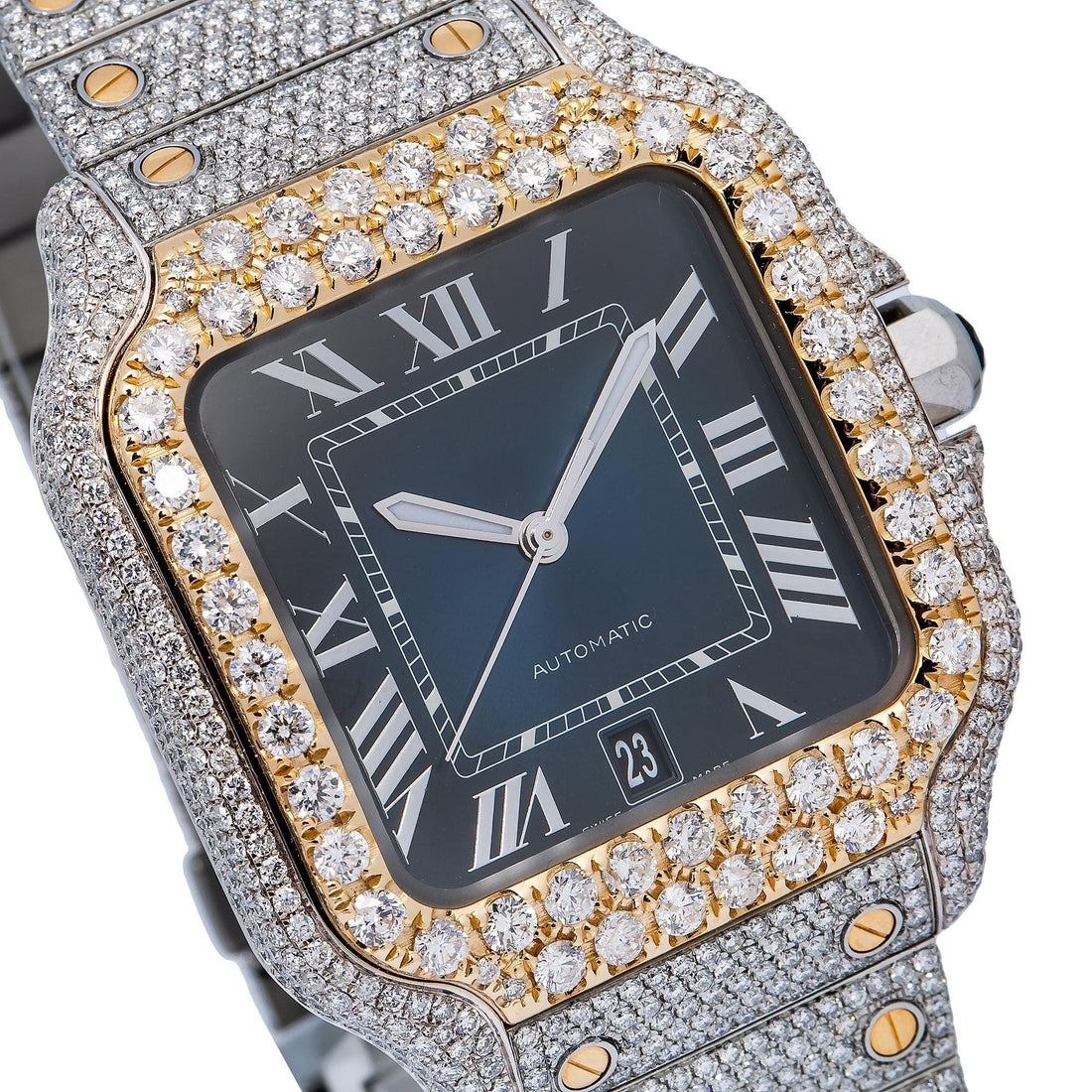 Ice Age Moissanite Watch 40MM Blue Dial With 17.95 CT Diamonds