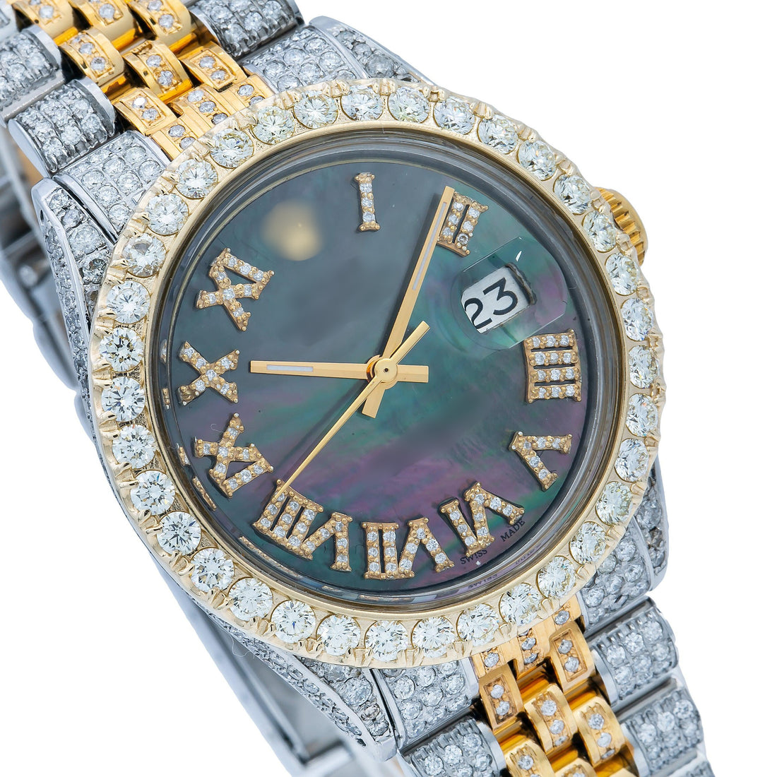Moissanite Watch for Him 36MM Black Diamond Dial With 8.25 CT Diamonds