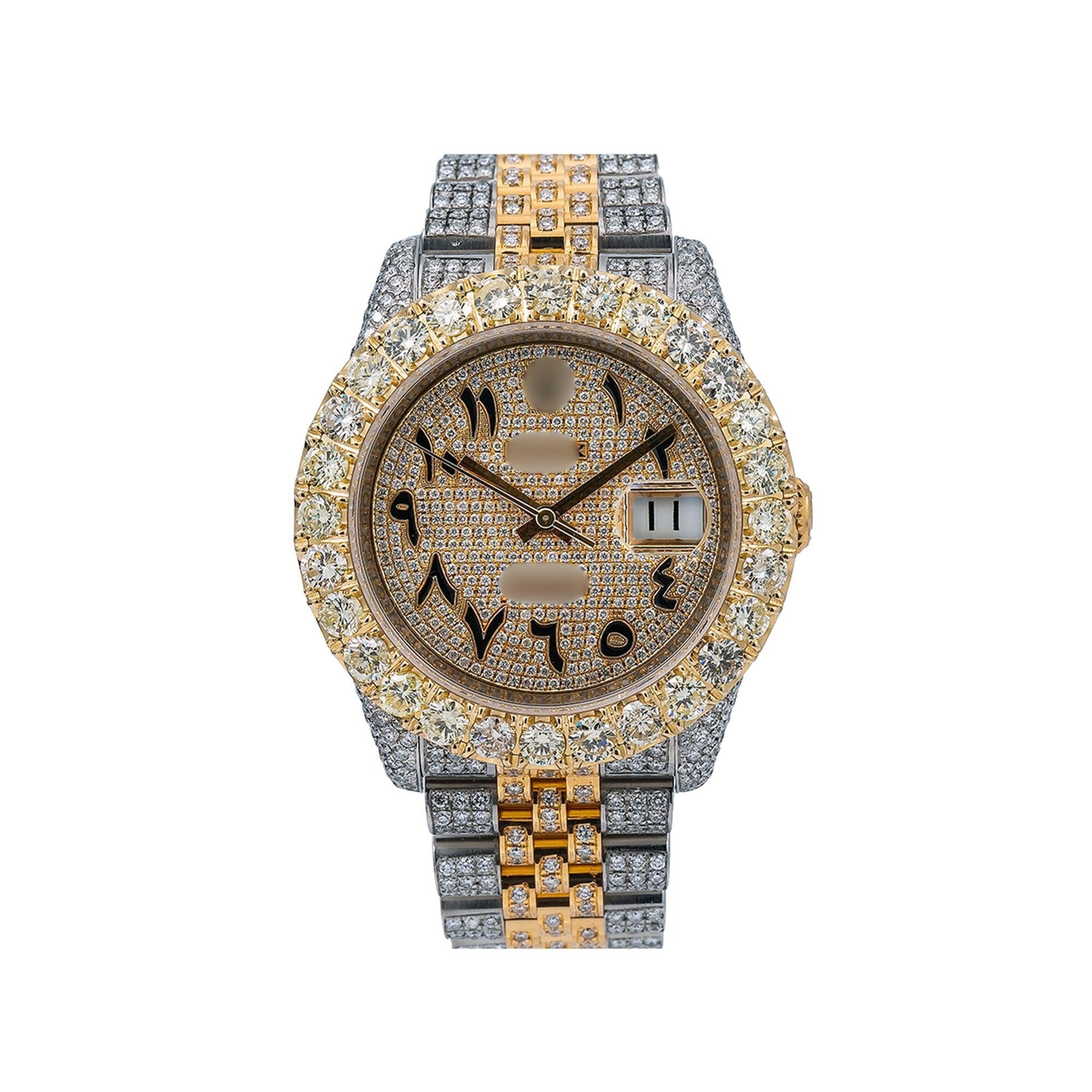 Moissanite King Watch 36mm Champagne Diamond Dial With Two Tone Bracelet