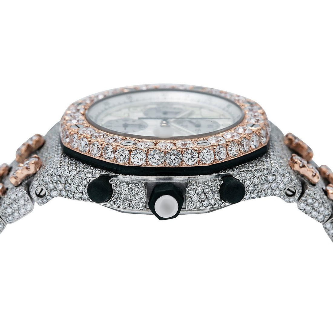 Galaxy Shine Diamond Watch 44MM White Dial With Two Tone Bracelet