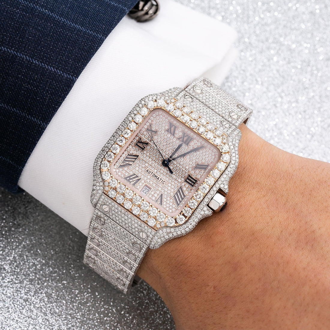 Skyline Shine Watch 40MM Rose Gold Diamond Dial With Stainless Steel Bracelet