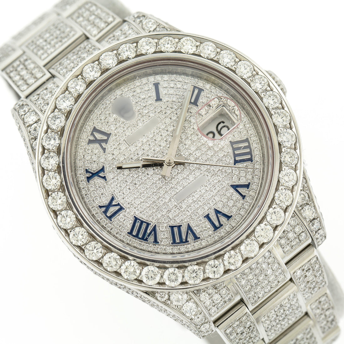 VVS Moissanite Diamond Watch  41mm Stainless Steel 15CT Diamonds