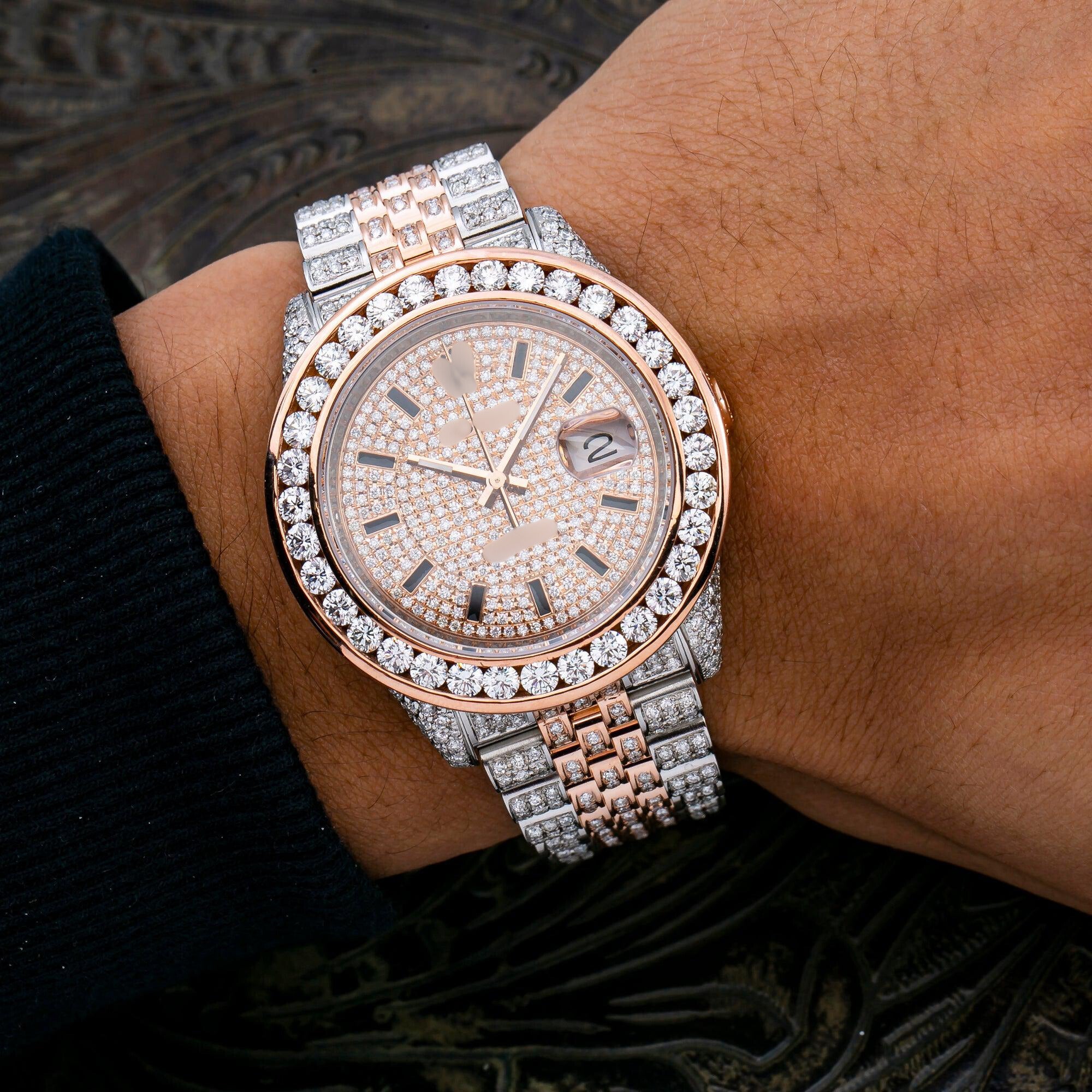 Urban Moissanite Diamond Watch 36MM Champagne Diamond Dial With 11.75 CT Diamonds