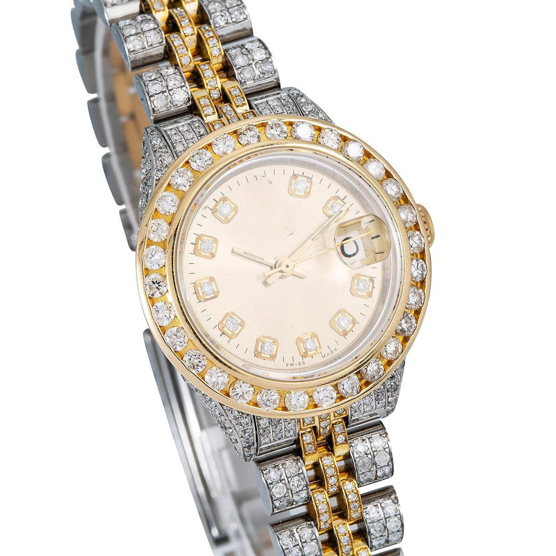 Moissanite Icon Watch 26mm Champagne Diamond Dial With Two Tone Bracelet