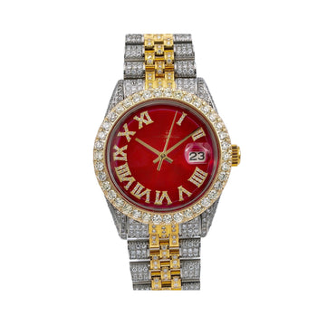 Shine Bright Moissanite Watch 36mm Red Diamond Dial With 8.25 CT Diamonds