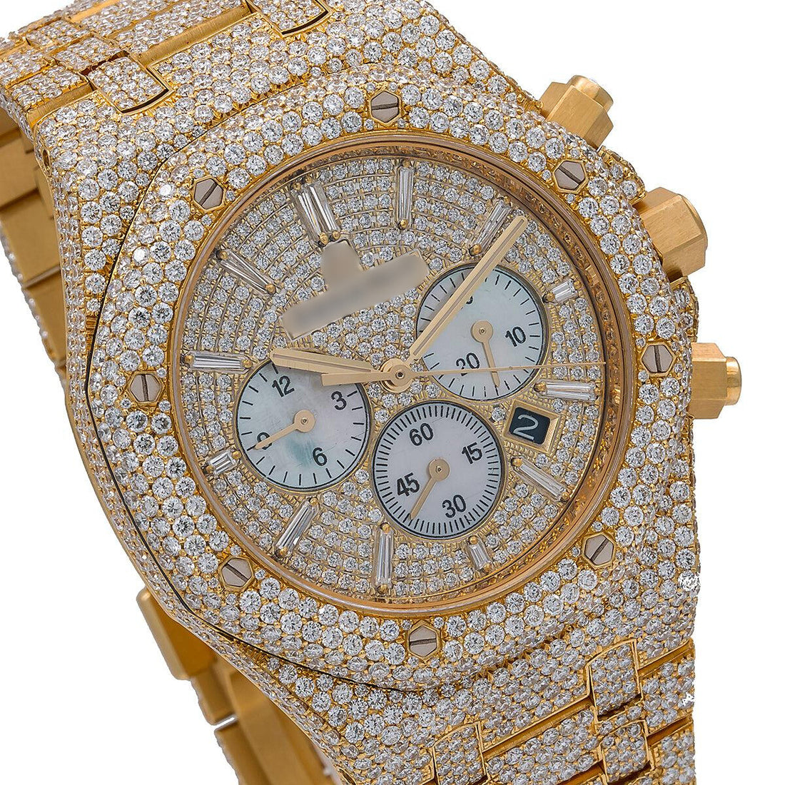 Galaxy Shine Moissanite Watch  YELLOW GOLD 41mm Champagne Dial With 27.75 CT Diamonds