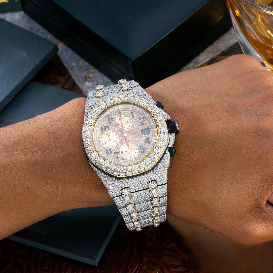 The Luxe Hour Watch  42MM Yellow Gold Diamond Dial With 31.25 CT Diamonds