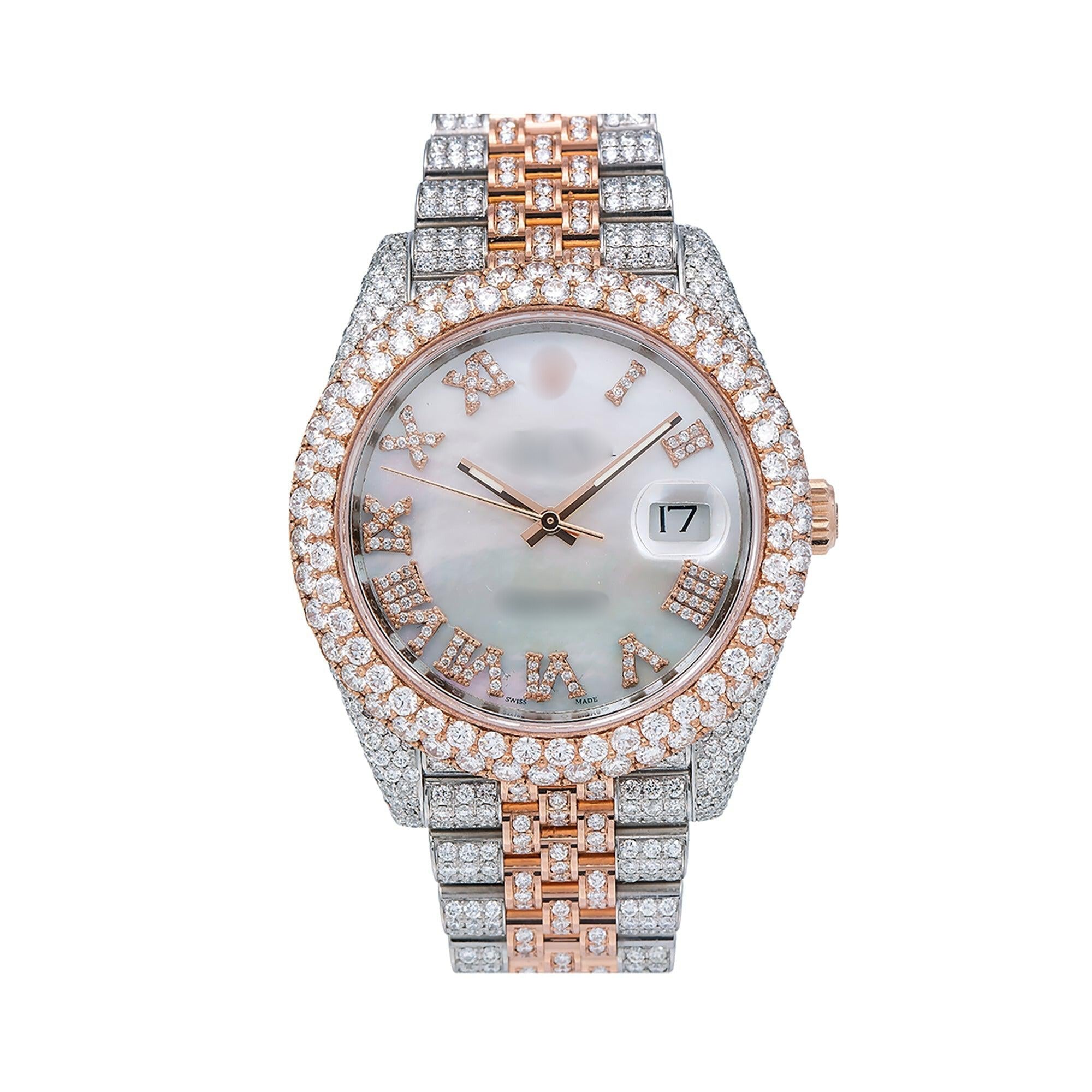 Diamond Mode Watch 41mm White Mother of Pearl Diamond Dial With 19.25 CT Diamonds