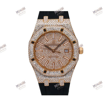 Premium Men’s Watch with Moissanite Diamonds 41MM Rose Gold Diamond Dial With 14.75 CT Diamonds