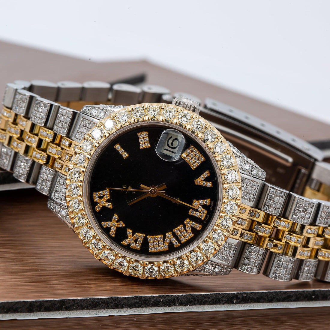Time Magnet 31MM Black Diamond Dial Bezel And Jubilee Bracelet With 10.2 Carat Diamonds