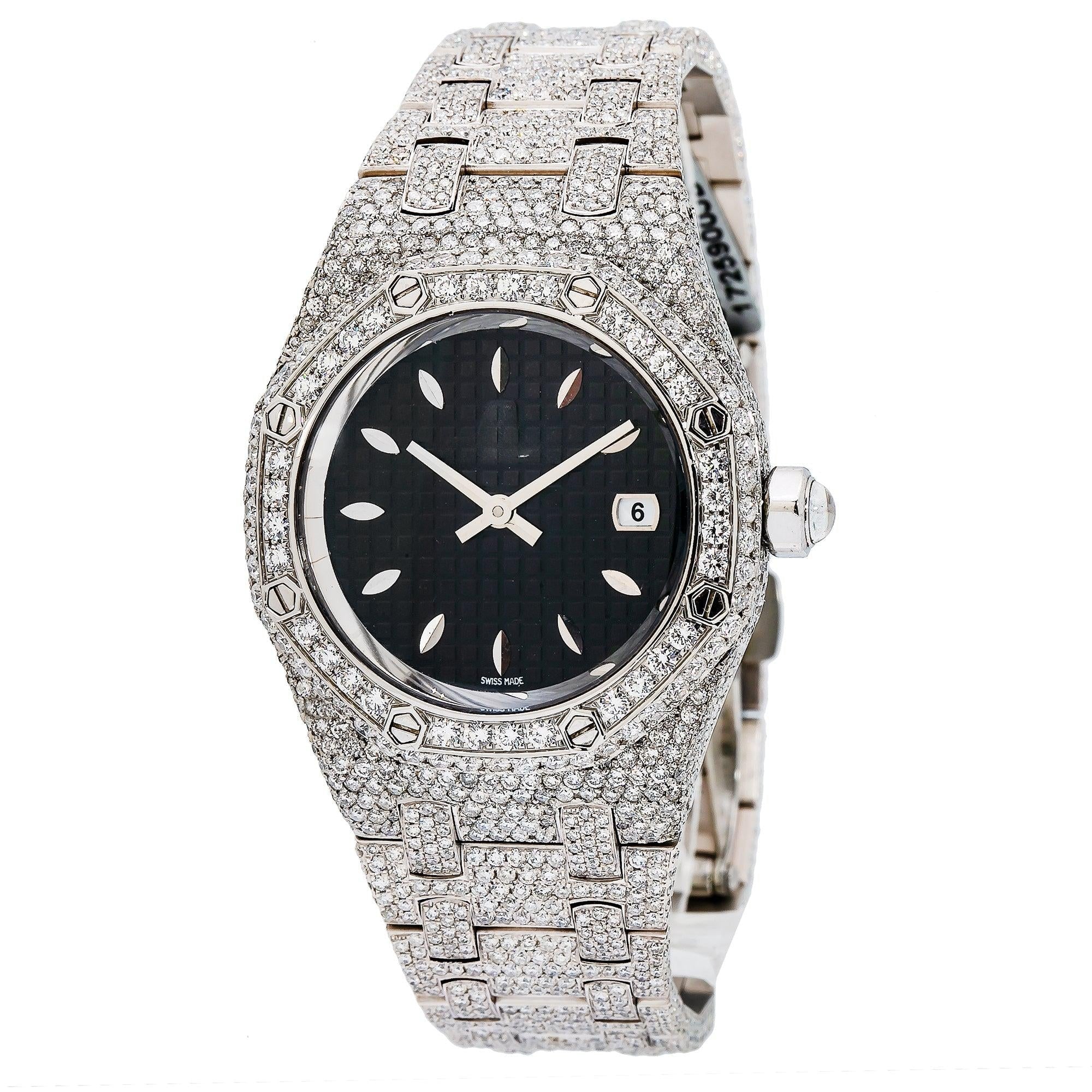 The Ice Time Moissanite Watch 33MM Black Dial With Stainless Steel Bracelet