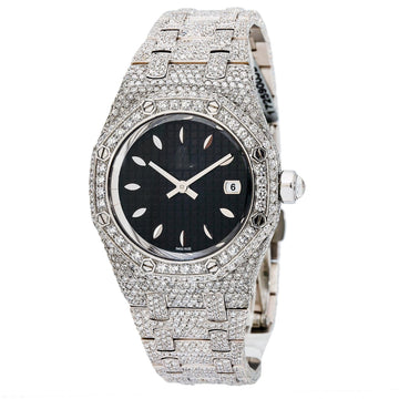 The Ice Time Moissanite Watch 33MM Black Dial With Stainless Steel Bracelet