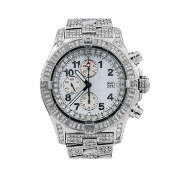 Real Sparkle Moissanite Watch 48MM White Diamond Dial With 20.71 CT Diamonds