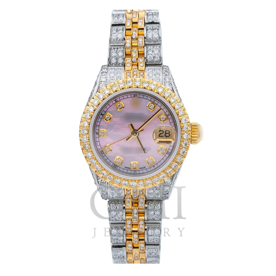Bold Design Moissanite Watch 26MM Pink Diamond Dial With 5.75 CT Diamonds