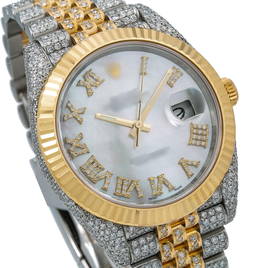 Rising Shine Watch 41mm Silver Diamond Dial With Two Tone Bracelet