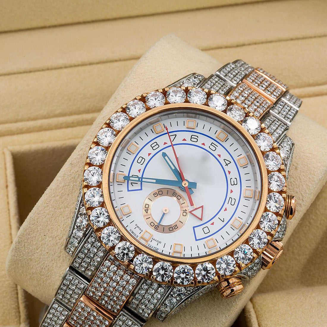 Million Dollar Look Watch 44mm White Dial With 17.50 CT Diamonds