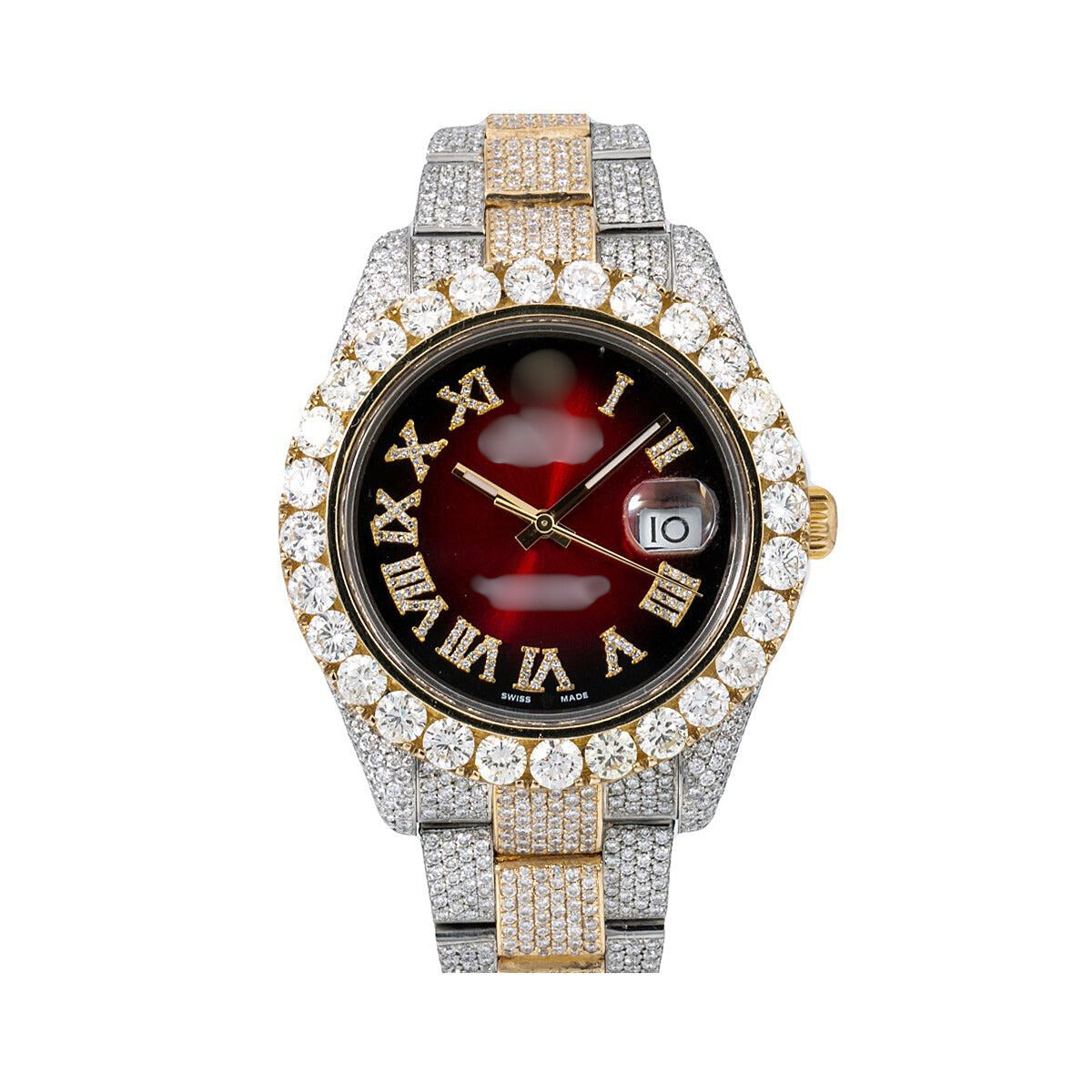 Moissanite Tidal Watch 41mm Red Diamond Dial With 25.75 CT Diamonds