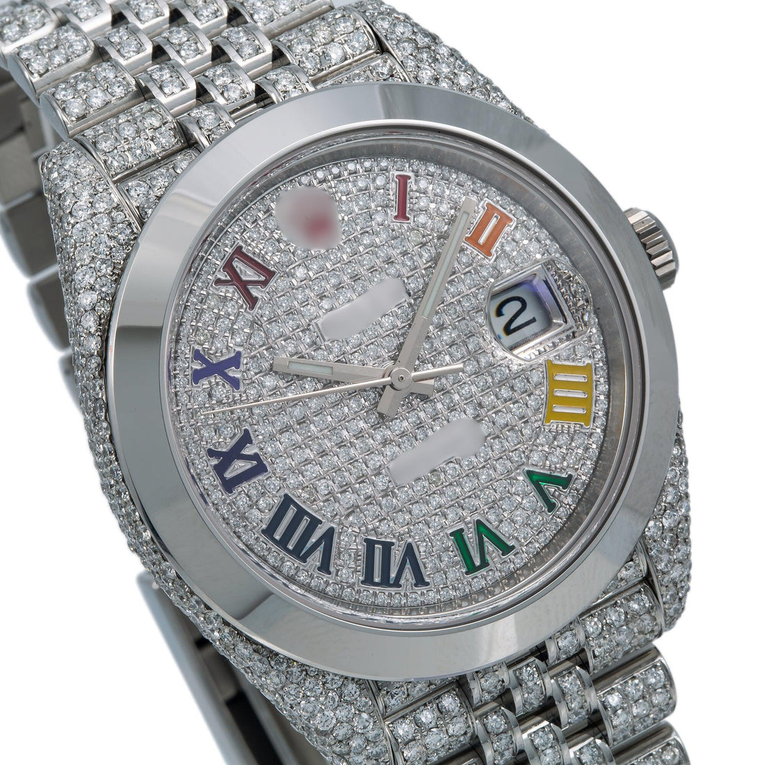 Luminous Ice Watch  41MM Silver Diamond Dial With Diamond Stainless Steel Jubilee Bracelet