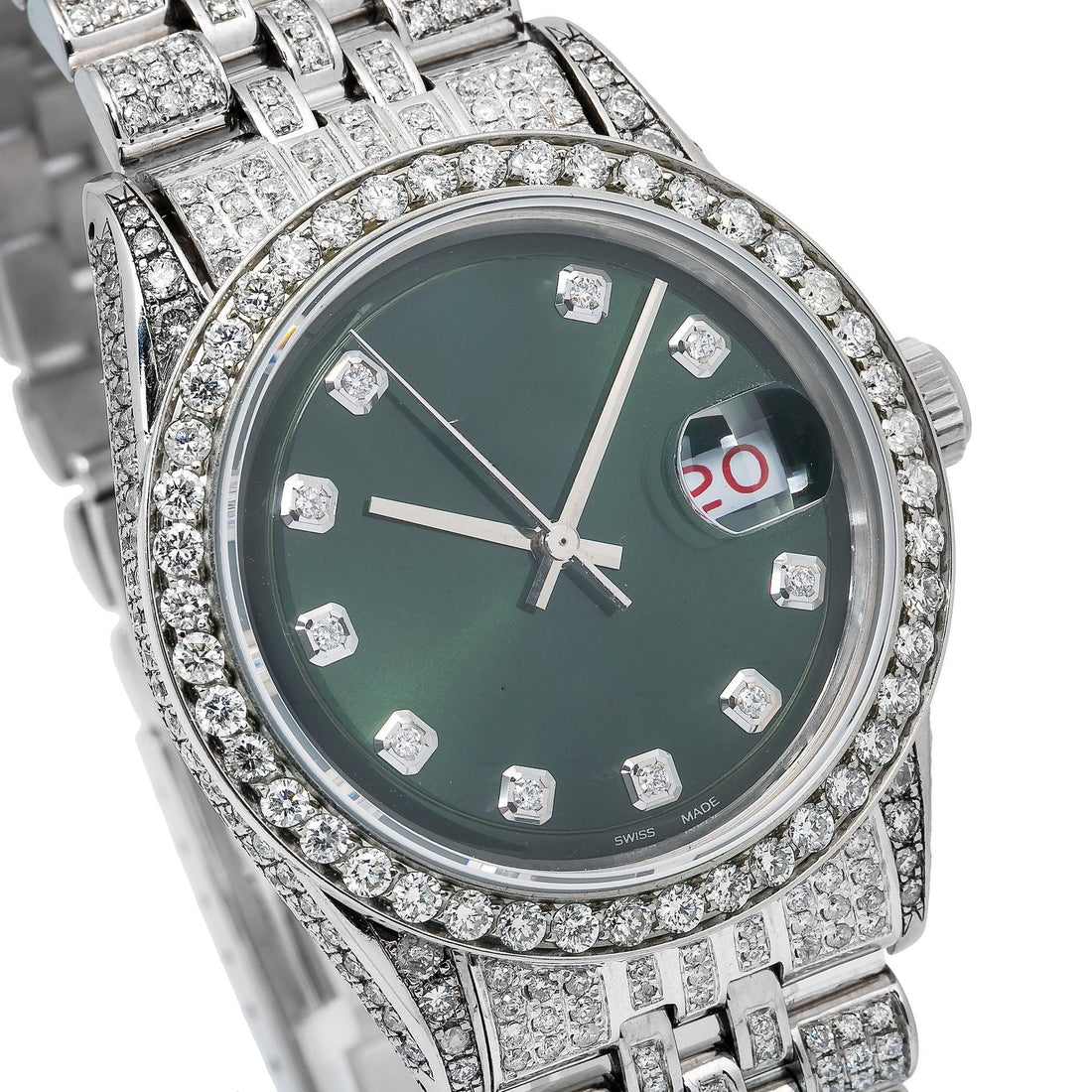 Luxe Ice Dial Moissanite Timepiece 36MM Black Diamond Dial With 8.35 CT Diamonds