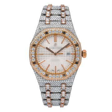 Stylish Moissanite Diamond Watch 41MM White Dial With 29.75 CT Diamonds